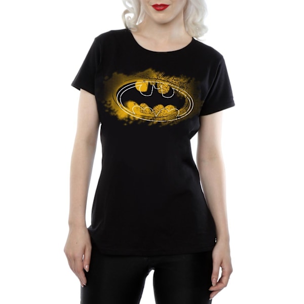 DC Comics Dam/Kvinnor Batman Spray Logo Bomull T-shirt L Svart Black L