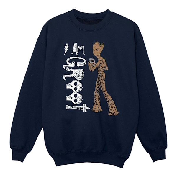 Avengers Infinity War Girls I Am Teenage Groot Sweatshirt 7-8 år Navy Blue 7-8 Years