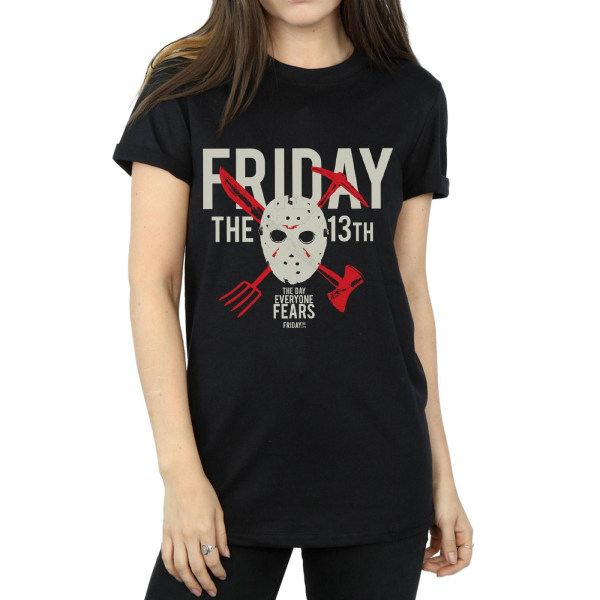 Fredag ​​13:e Womens/Ladies Day Of Fear T-shirt för pojkvän i bomull Black XXL