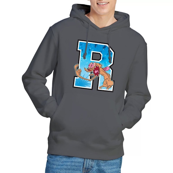 Ren & Stimpy Herr R Is For Ren Hoodie M Kolgrå Charcoal M