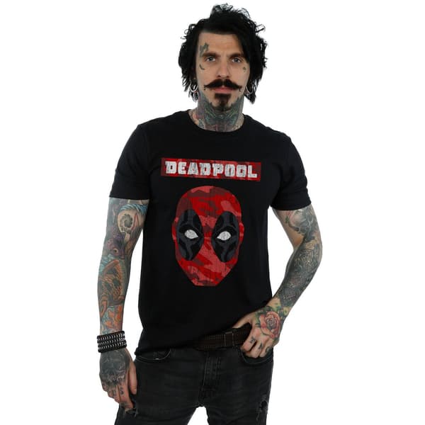 Marvel Herr Deadpool Camo Head T-Shirt M Svart Black M