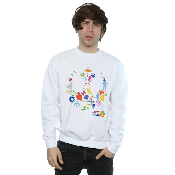 Star Wars Silhouette Collage Sweatshirt för män 4XL Vit White 4XL