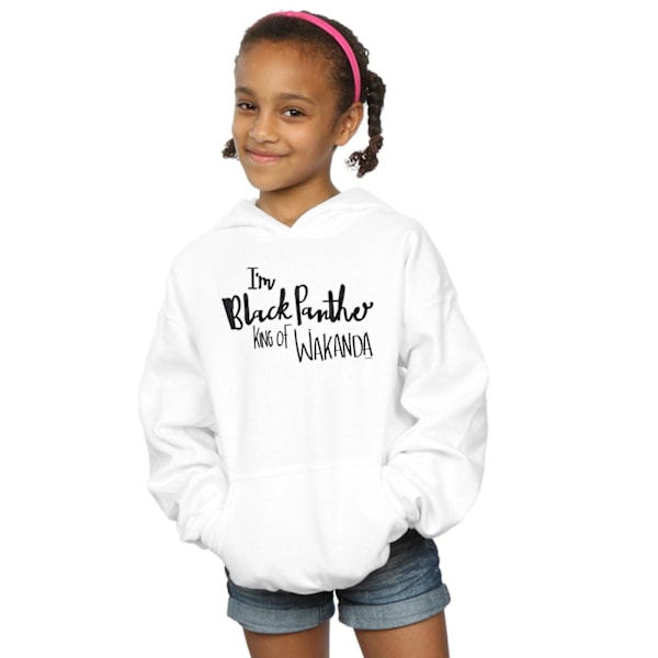 Marvel Girls I Am Black Panther Hoodie 5-6 år Vit White 5-6 Years