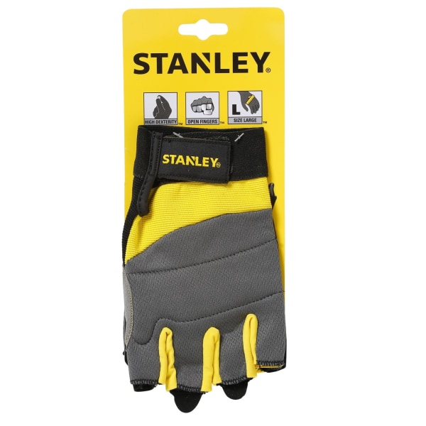 Stanley Unisex Adult Performance Fingerless Safety Gloves L Gre Grey/Black/Yellow L