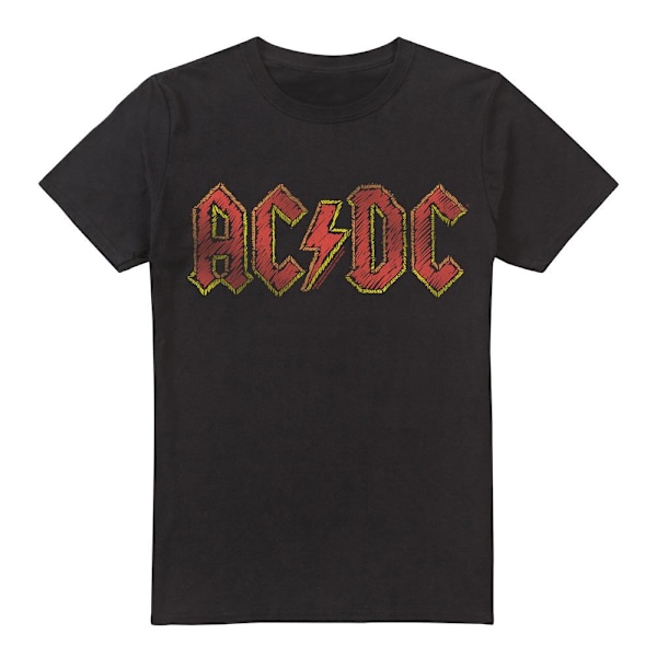 AC/DC Herr Handritad Logotyp T-Shirt L Svart Black L