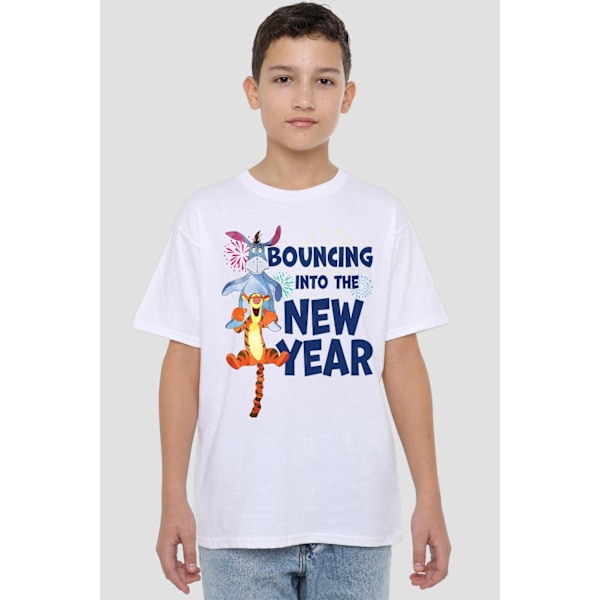 Nalle Puh Barn/Kids Studsar In I Det Nya Året T-shirt White 5-6 Years