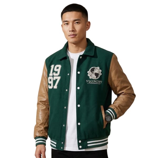 NYC Herr Varsityjacka med tryckknappar XS Grön Green XS