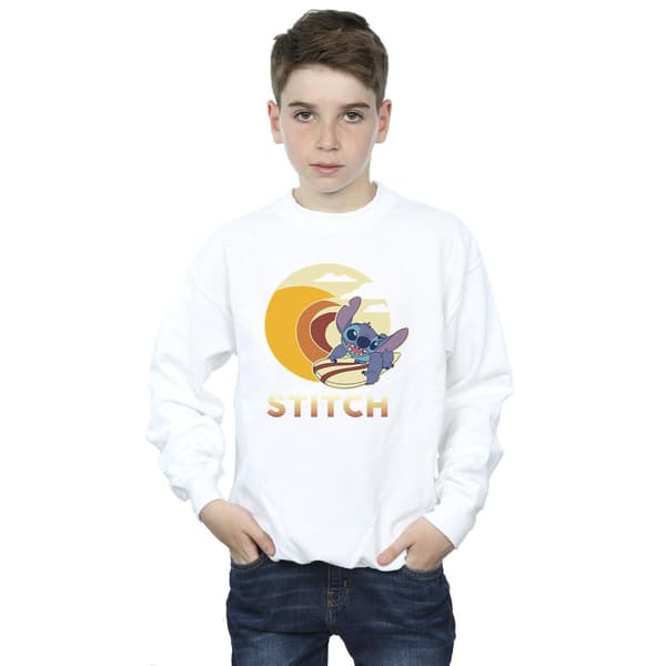 Disney Pojkar Lilo & Stitch Summer Waves Sweatshirt 3-4 år Vit White 3-4 Years