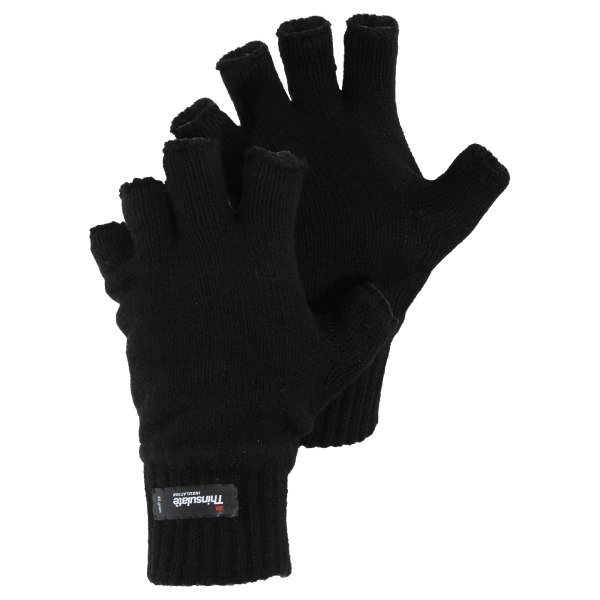 Knitted Winter Thinsulate Heatguard Fingerless Handskar L/XL Black L/XL