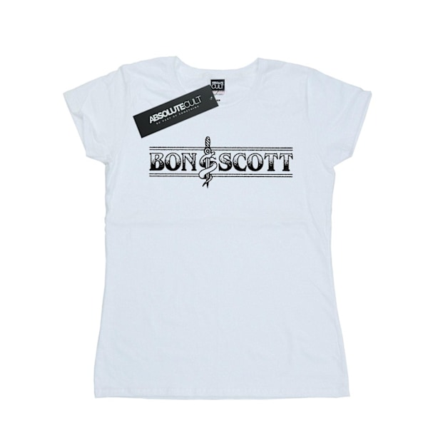 Bon Scott Dam/Kvinnor Bemguit Grime Bomull T-shirt L Vit White L