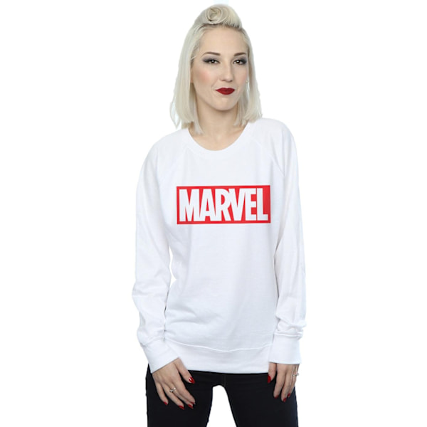 Marvel Comics Dam/Kvinnor Klassisk Logotyp Sweatshirt L Vit White L