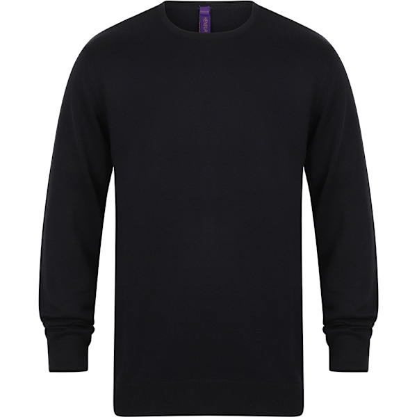 Henbury Herr Crew Neck 12 Gauge Fint Stickat Tröja / Sweatshirt M Navy M