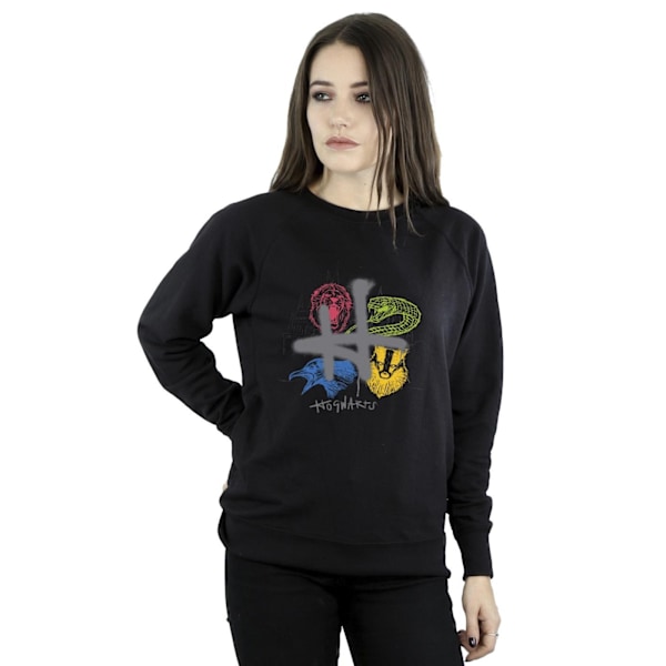 Harry Potter Dam/Kvinnor Emblems H Spray Sweatshirt M Svart Black M