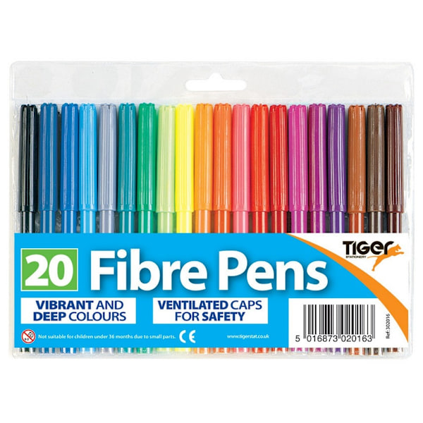 Tiger Stationery Fiberpenna Set (20-pack) En Storlek Flerfärgad Multicoloured One Size