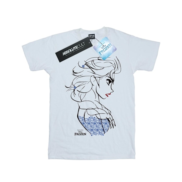 Disney Dam/Damer Frozen Elsa Sketch Bomull Boyfriend T-Shir White M