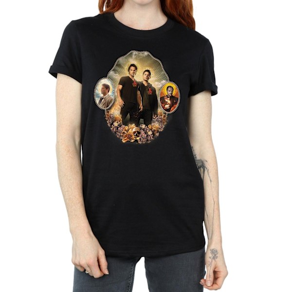 Supernatural Dam/Kvinnor Holy Shrine Bomull Boyfriend T-Shirt Black S