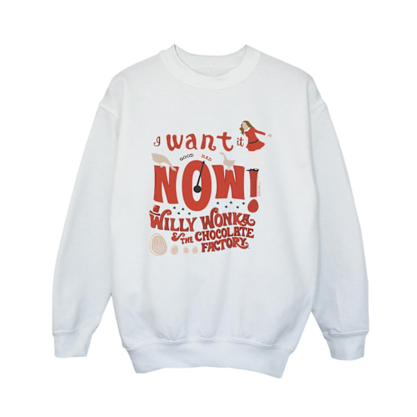 Willy Wonka Boys Verruca Salt I Want It Now Sweatshirt 7-8 År White 7-8 Years