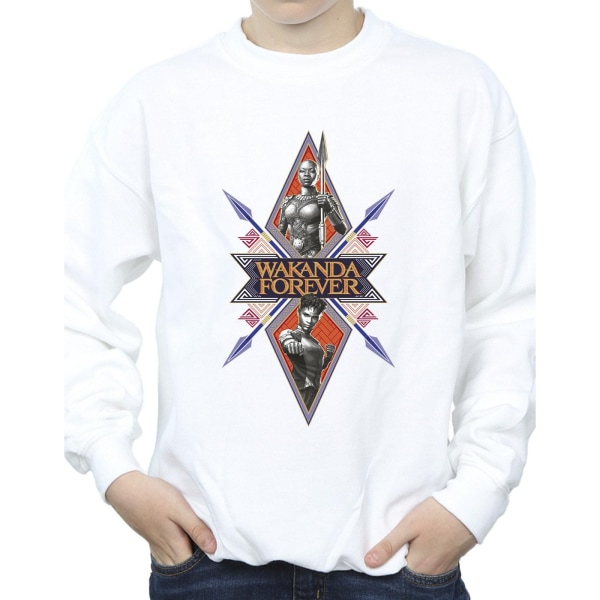 Marvel Boys Wakanda Forever Tribal Spear Chest Sweatshirt 12-13 White 12-13 Years