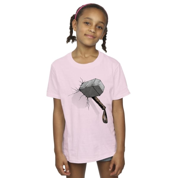 Marvel Universe Girls Thor Hammer Crack Bomull T-shirt 12-13 år Baby Pink 12-13 Years