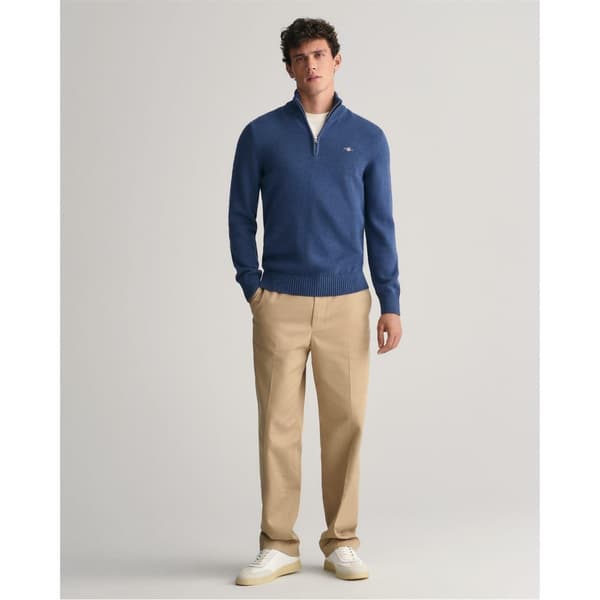 Gant Herr Micro Textured Half Zip Tröja L Marin Marine L