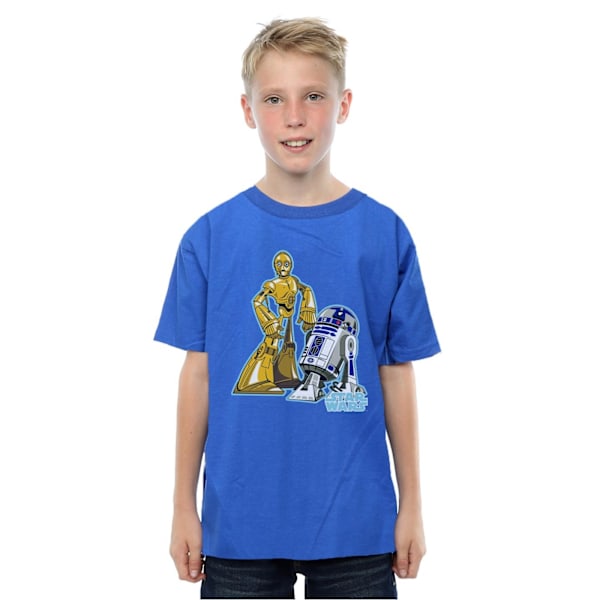Star Wars Pojkar C-3PO Och R2-D2 Karaktär T-Shirt 7-8 År Roya Royal Blue 7-8 Years