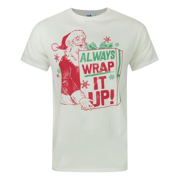 Junk Food Herr Always Wrap It Up Jultomte T-shirt L Elfenbensvit/Grön Ivory/Green/Red L