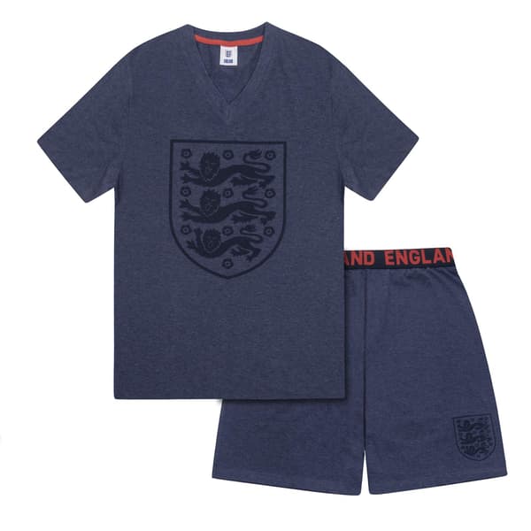 England Herr Kort Pyjamasset XL Blåmelerad Blue Marl XL