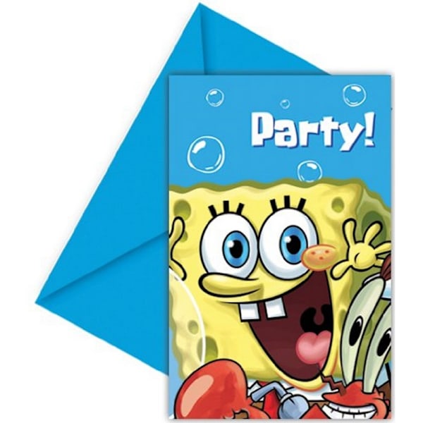 SpongeBob SquarePants Partyinbjudningar (6-pack) One Size Ye Yellow/Blue One Size