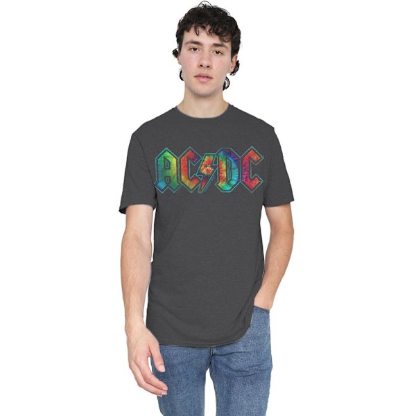 AC/DC Unisex Vuxen Tie Dye Logo T-Shirt L Kolgrå Charcoal L