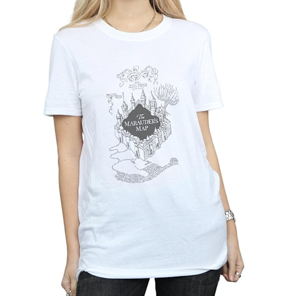 Harry Potter Dam/Kvinnor The Marauder´s Map Bomull Boyfriend White 3XL