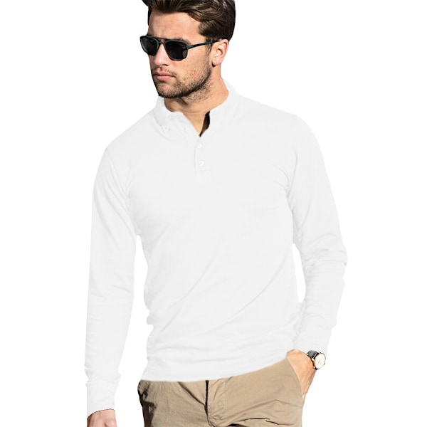 Nimbus Mens Carlington Deluxe Long Sleeve Polo Shirt XL Vit White XL