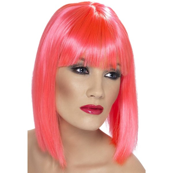 Smiffys Glam Peruk One Size Neonrosa Neon Pink One Size