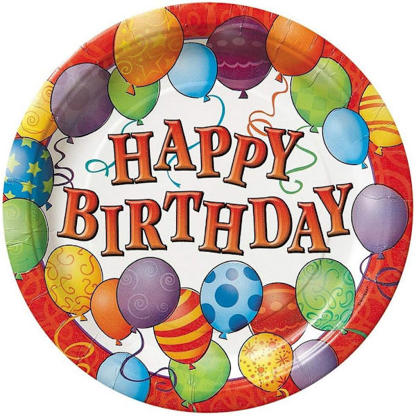 Unika festballonger Happy Birthday Party Plates (8-pack) O Multicoloured One Size