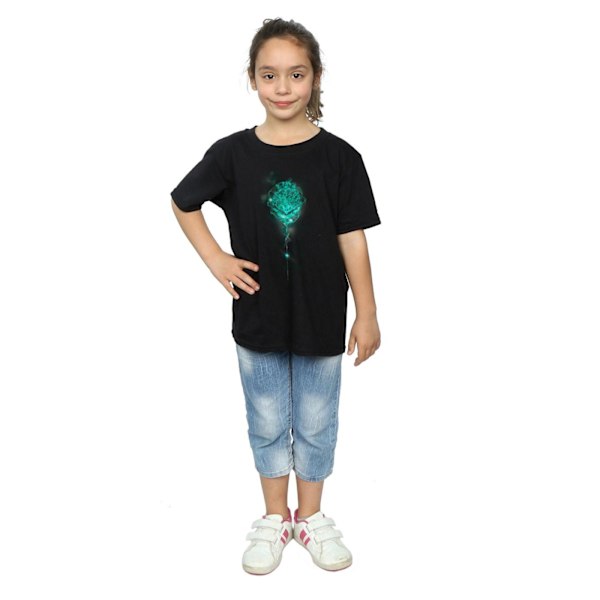 Harry Potter T-shirt för flickor med Hogwarts-vapen i dimgrå bomull, 5-6 år Black 5-6 Years