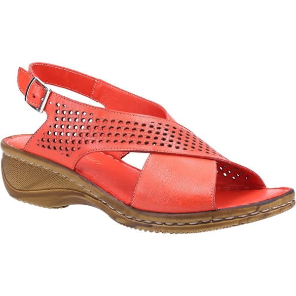 Fleet & Foster Dam/Dam Judith Öppen Tå Läder Sandaler 4 Red 4 UK