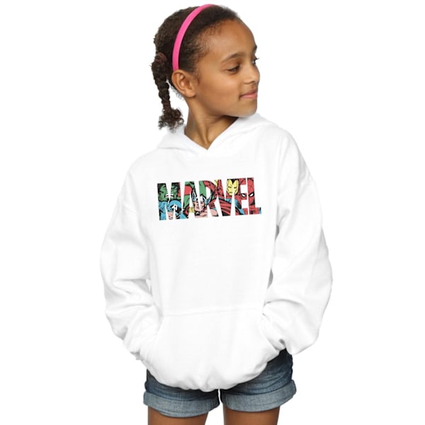 Marvel Comics Girls Logo Character Infill Hoodie 9-11 år Vit White 9-11 Years