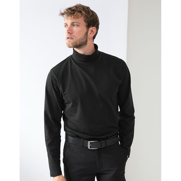 Henbury Herr Långärmad Bomull Rik Halsringning Topp / Sweatshirt Black M