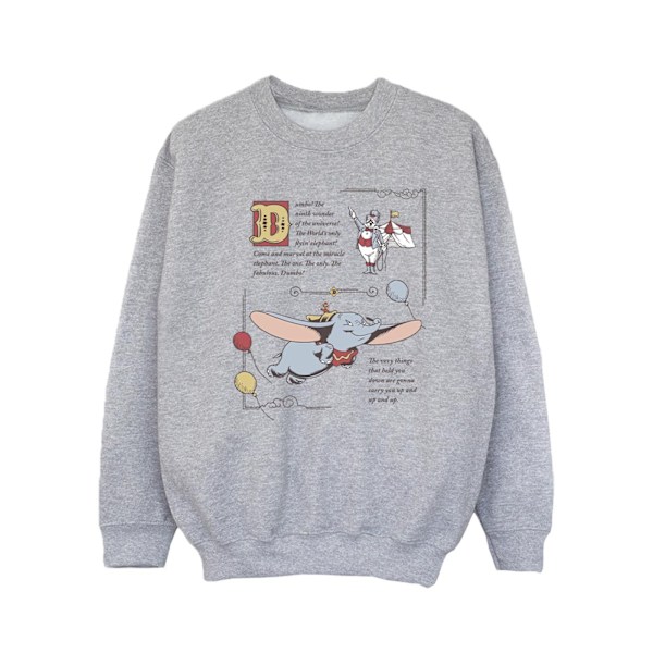 Disney Girls Dumbo Story Book Page Sweatshirt 3-4 år Sport Sports Grey 3-4 Years