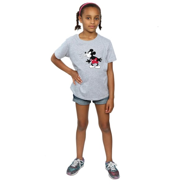 Disney Girls Mickey Mouse Tongue Bomull T-shirt 7-8 år Sport Sports Grey 7-8 Years