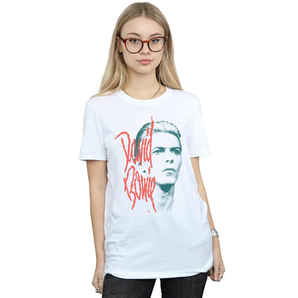 David Bowie Dam/Damer Mono Stare Bomull Boyfriend T-shirt S White S