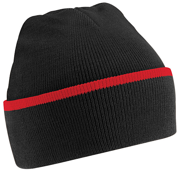 Beechfield Unisex Stickad Vintermössa En Storlek Svart/Klassisk Röd Black/Classic Red One Size