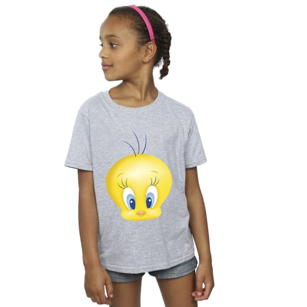 Looney Tunes Flickor Tweety Ansikte Bomull T-shirt 3-4 År Sport Sports Grey 3-4 Years