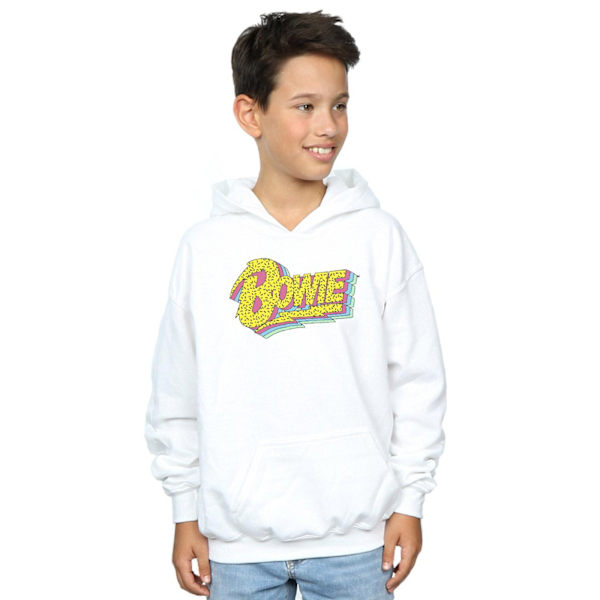 David Bowie Boys Moonlight 90s Logo Hoodie 12-13 år Vit White 12-13 Years