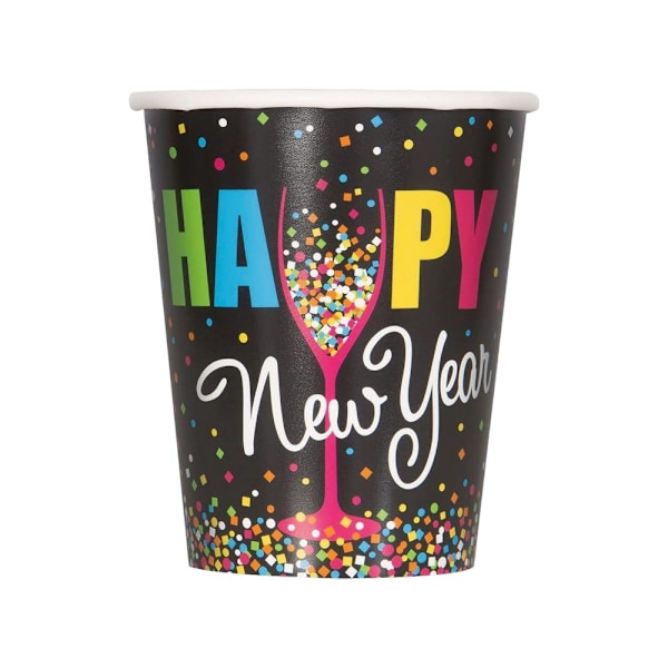 Unik festpappersmugg för nyårsfest (8-pack) One Size Blac Black/Multicoloured One Size