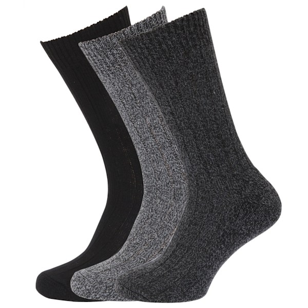 Herrar Ullblandade Sockor Med Ullvadderad Sula (3-Pack) UK Sko Black/Grey UK Shoe 6-11, EUR 39-45