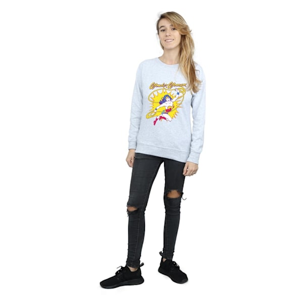 DC Comics Dam/Kvinnor Wonder Woman Leap Sweatshirt S Heather Heather Grey S