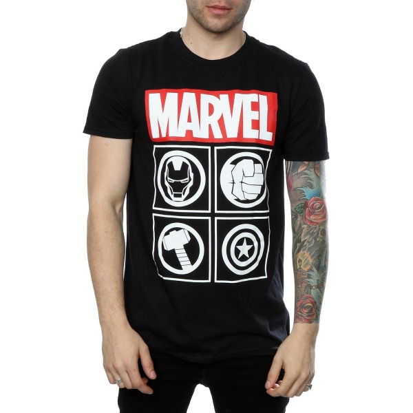 Avengers Mens Icons T-Shirt XXL Svart Black XXL