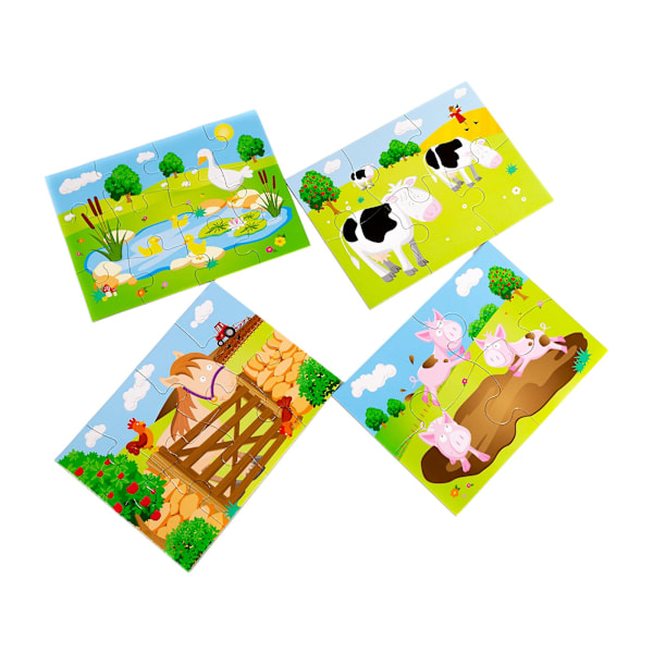 Kids Create Farm Animals Pussel (4-pack) En Storlek Flerfärgad Multicoloured One Size