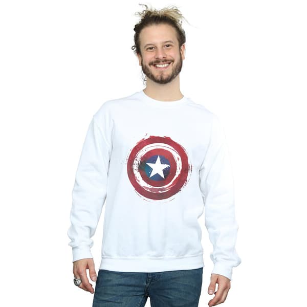 Marvel Herr Captain America Splatter Shield Sweatshirt XL Vit White XL