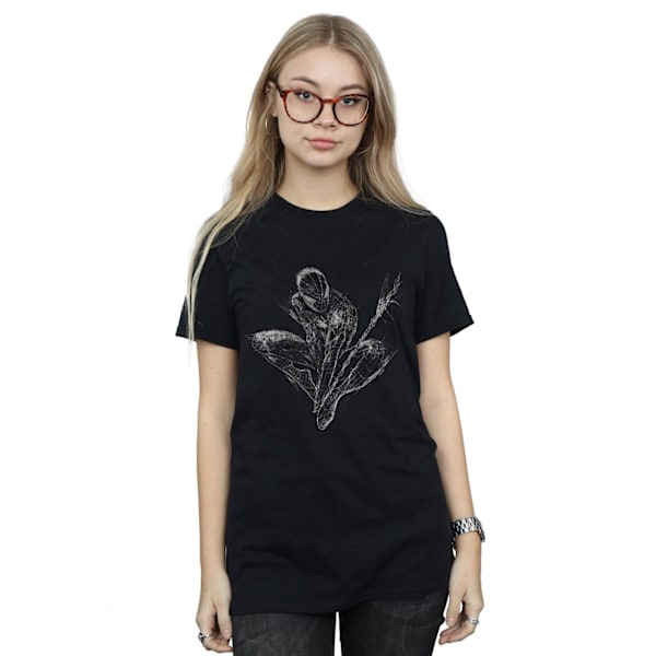 Marvel Dam/Damer Spider-Man Web Crouch Bomull Boyfriend T-S Black M